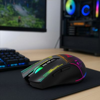 6. Mysz bezprzewodowa Wozinsky WMGB-3200 gamingowa optyczna z wbudowanym akumulatorem 3200 DPI z oświetleniem RGB - czarna