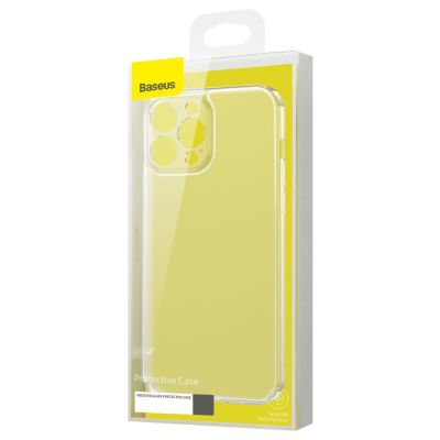 5. Baseus Frosted Glass Case etui pokrowiec do iPhone 13 Pro Max sztywna obudowa z żelową ramką przezroczysty (ARWS000802)