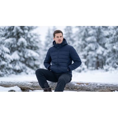 12. Kurtka zimowa męska CMP z kapturem sportowa ocieplana granatowa (34K0147/N950)