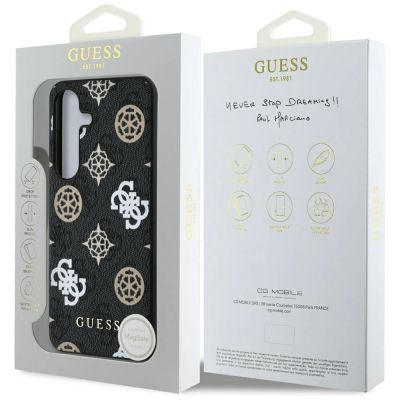8. Etui Guess 4G Printed Colored Peony Pattern MagSafe do Samsung Galaxy S25 czarny