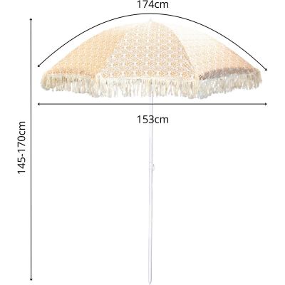 11. PARASOL PLAŻOWO OGRODOWY Z FRĘDZLAMI 174CM ŻÓŁTY