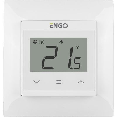 Regulator temperatury ENGO Controls E55-W do ramki 55x55, 230V, biały, Internetowy, Wi-Fi