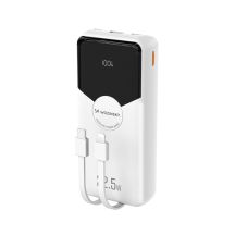 Powerbank Wozinsky WFC-15W 20000mAh 22,5W PD20W z wbudowanymi kablami Lightning i USB-C - biały