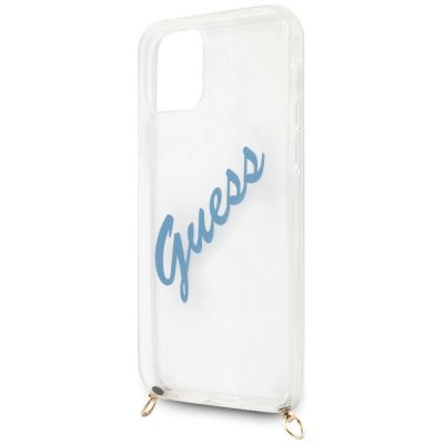 6. Etui Guess Script Vintage na iPhone 12 / iPhone 12 Pro - niebieskie