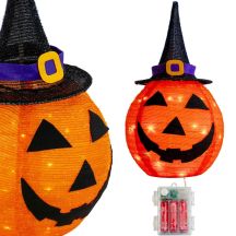 DYNIA DEKORACYJNA Z KAPELUSZEM 68CM HALLOWEEN 30LED