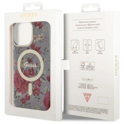 8. Etui Guess Flower MagSafe na iPhone 14 Pro Max - zielone