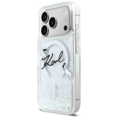 2. Etui Karl Lagerfeld Liquid Glitter Karl Script Logo MagSafe na iPhone 17 Pro - przezroczyste