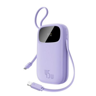 2. Powerbank Baseus EnerFill FC31 20000mAh 45W z wyświetlaczem z kablami USB-C i Lightning - fioletowy