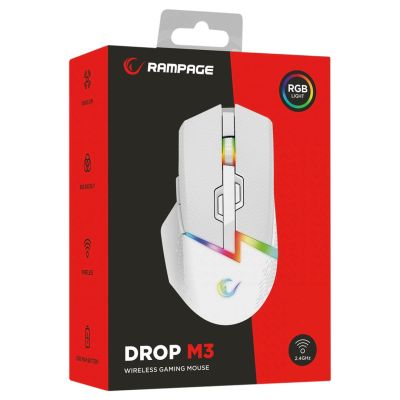 7. Mysz bezprzewodowa Rampage DROPM3V2-WHITE Drop M3 V2 24000 DPI biała