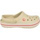 Klapki Crocs Crocband W 11016 w kolorze beżowym z elementami w odcieniu białym i różowym, materiał Croslite, otwory na ozdoby Jibbitz