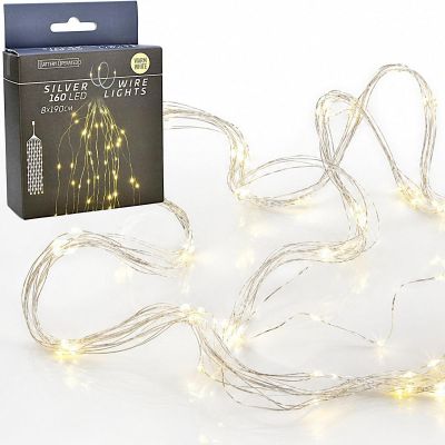 LAMPKI DRUCIKI NA BATERIE KASKADA 160 LED CIEPŁY BIAŁY TIMER