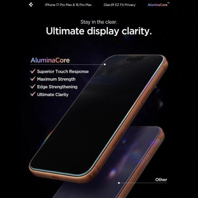 18. Szkło hartowane Spigen Glas.tR EZ Fit Privacy na iPhone 16 Pro Max / 17 Pro Max - 2 szt.