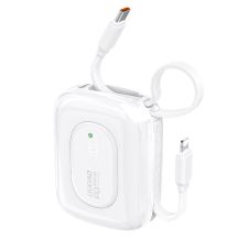 Powerbank Dudao K32 22,5W 10000 mAh z wbudowanym kablem USB-C/Lightning - biały