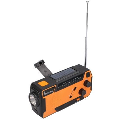 48. Extralink RADIO AWARYJNE SOLARNE Z KORBKA DYNAMO POWERBANK 4000MAH Z LATARKA SOS SR-4000 Przenośny Analogowy Czarny, Pomarańczowy