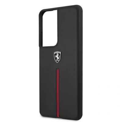 6. Etui Ferrari Off Track Leather Nylon Stripe na Samsung Galaxy S21 Ultra - czarne