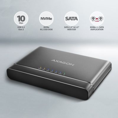 2. Axagon ADSA-CC USB-C 10Gbps - NVMe M.2 SSD & SATA 2.5/3.5 SSD/HDD CLONE MASTER 2 - Digital/Daten - NVMe USB 3.2 Gen 2 (3.1 Gen 2) Type-C Czarny