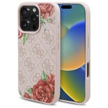 Etui Guess 4G Flowers Print MagSafe na iPhone 16 Pro Max 6.9" - różowe