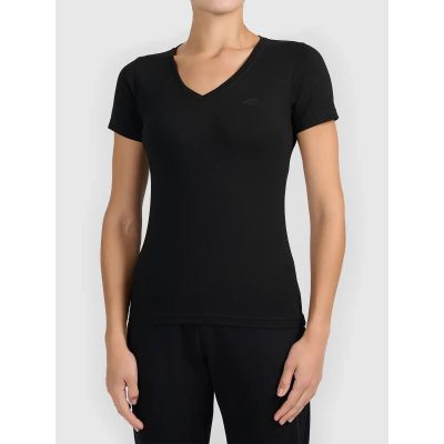 T-shirt basic z dekoltem typu serek damski 4F 4FWMM00TTSHF3307-20S