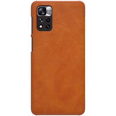 3. Nillkin Qin Case etui do Xiaomi Redmi Note 11 Pro+ (China) / Redmi Note 11 Pro (China) / Mi11i HyperCharge osłona na aparat kabura pokrowiec obudowa z klapką brązowy