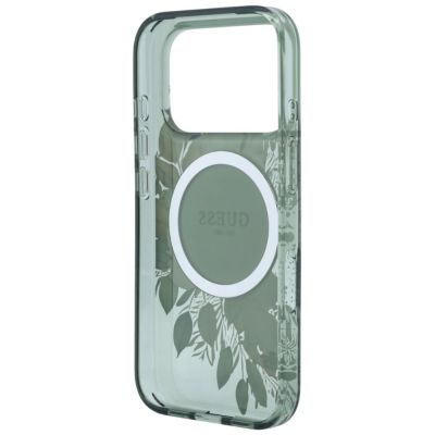 6. Etui Guess IML Flowers Pearl Strap MagSafe na iPhone 18 Pro Max / 17 Pro Max - zielone