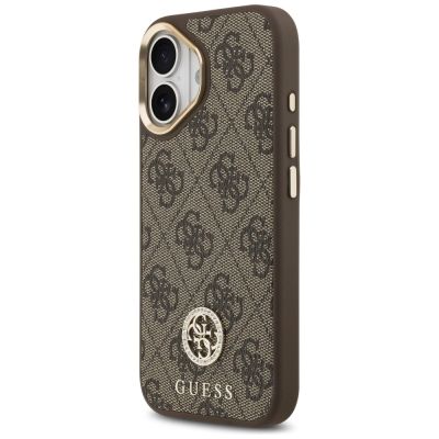 2. Etui Guess 4G Strass Logo & Big Strap Metal Buttons MagSafe na iPhone 17 - brązowe