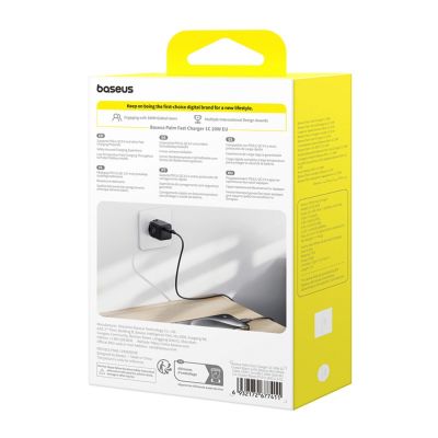 8. Ładowarka sieciowa Baseus Palm 1C 20W (z kablem Baseus Mini White USB-C 60W (20V/3A) 1m) - czarna