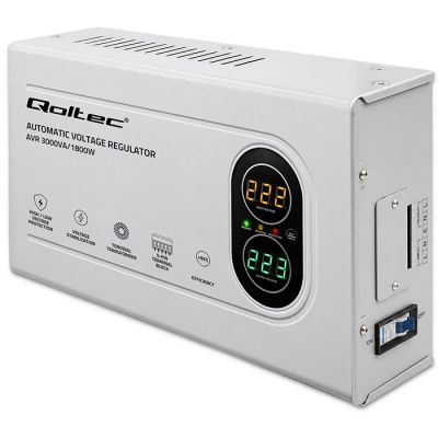 2. Qoltec Automatyczny Stabilizator napięcia AVR 3000VA | 1800W | Compact | Toroidalny transformator