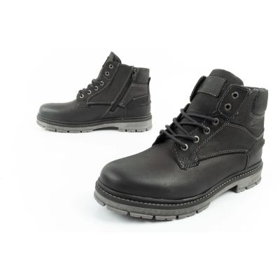 8. Wrangler Allan Mid  buty męskie sztyblety trzewiki eleganckie skórzane czarne