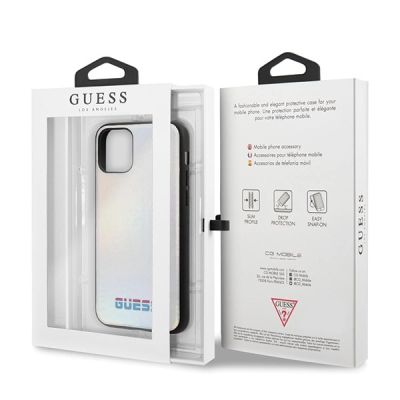 7. Etui Guess Iridescent na iPhone 11 Pro - srebrne