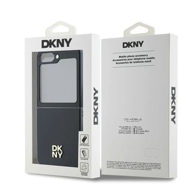 8. Etui DKNY Leather Metal Stack Logo na Samsung Galaxy Z Flip 6 - czarne