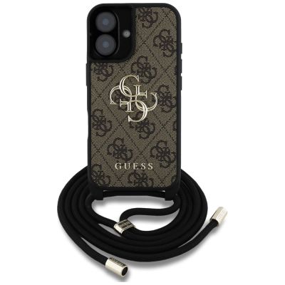 2. Etui Guess 4G Big Logo Cord Stap Crossbody do iPhone 16 Plus brązowy