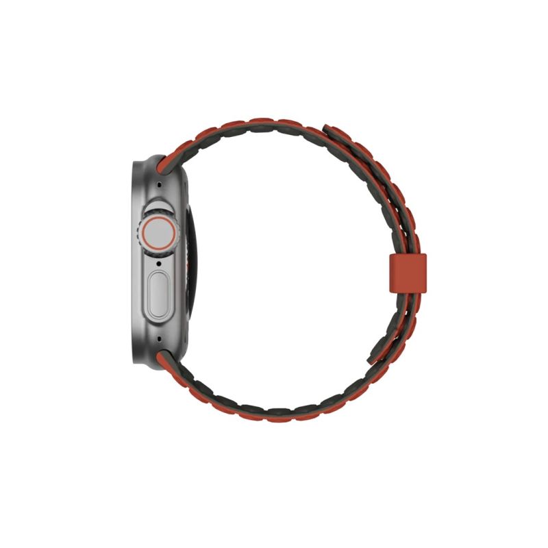 10. UAG Pathfinder - silikonowy dwustronny pasek magnetyczny do Apple Watch seria: 1-3, 42mm / series 4-6 & SE 1-2, 44mm / series 7-9, 45mm / series 10, 46mm / Ultra 1-2, 49mm (olive/rust)