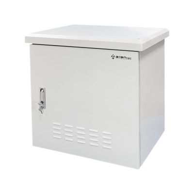 Zewnętrzna szafka rack IP55, wisząca 19" 6U 600x450, 4 belki nośne, 4 przepusty kablowe, kolor szary ALANTEC