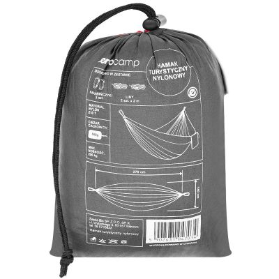 8. HAMAK TURYSTYCZNY 2 OSOBOWY 270X140CM CZARNO CZERWONY