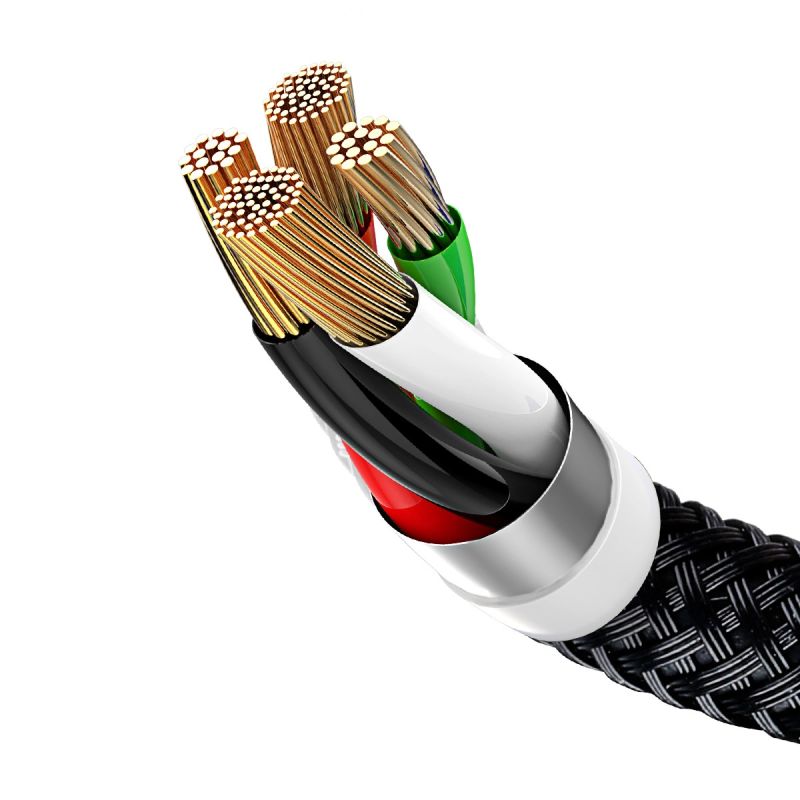 3. Kabel Baseus Three Primary Colors 3w1 USB-A - micro USB / Lightning / USB-C 3.5A 0,3 m - czarny