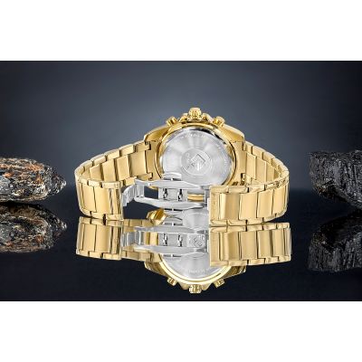 6. Zegarek Męski Giewont Chronograph Sapphire Złoto Czarny GW3970-B7