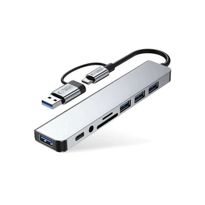 2. Adapter Tech-Protect HB06 HUB Adapter 8w1 TYP-C + USB2.0 + USB3.0 + SD/TF + AV3.5 - szary