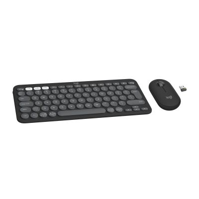 6. Logitech 920-012239 klawiatura Dołączona myszka Uniwersalne RF Wireless + Bluetooth QWERTY Amerykański międzynarodowy Grafitowy