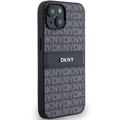 4. Etui DKNY Leather Mono Stripe & Metal Logo na iPhone 15 / 14 / 13 - czarne