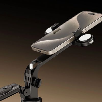 13. Wozinsky Selfie stick WH181D-Y1S teleskopowy statyw 1.75m ze stopu aluminium z podwójną lampą i uchwytem na telefon - czarny
