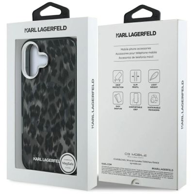 8. Etui Karl Lagerfeld IML Leopard Pattern MagSafe na iPhone 16 - czarne