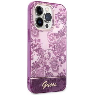 4. Etui Guess Porcelain Collection na iPhone 14 Pro Max - fuksjowe