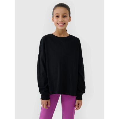 6. Longsleeve oversize gładki dziewczęcy 4F 4FJWSS25TLONF377-20S