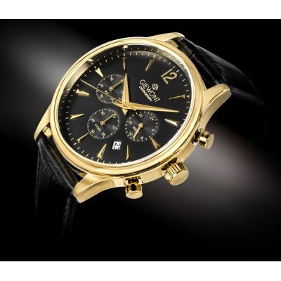 2. Zegarek Męski Giewont Chronograph Sapphire Czarno Złoty GW6310-A4