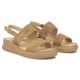 4. Skórzane sandały damskie na koturnie camel Filippo DS7746