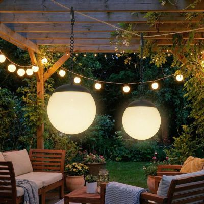 20. LAMPA SOLARNA PLASTIKOWA KULA WISZĄCA NA KLIPS 10X30CM KPL.2SZT