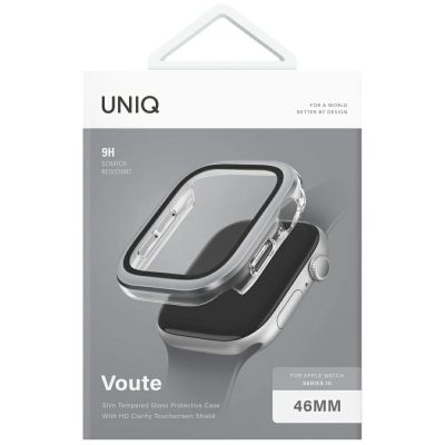 5. Etui ze szkłem hartowanym UNIQ Voute na Apple Watch 10 46 mm - srebrne