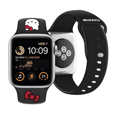 4. Pasek Hello Kitty Silicone Kitty Head na Apple Watch 38/40/41mm - czarny