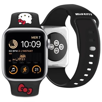 4. Pasek Hello Kitty Silicone Kitty Head na Apple Watch 42/44/45/49mm - czarny