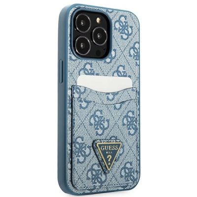 4. Etui Guess 4G Triangle Logo Cardslot na iPhone 13 Pro / 13 - niebieskie